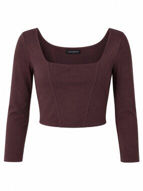 🦋 2/30 Dynamite Burgundy Long Sleeve Corset Crop Top Est S